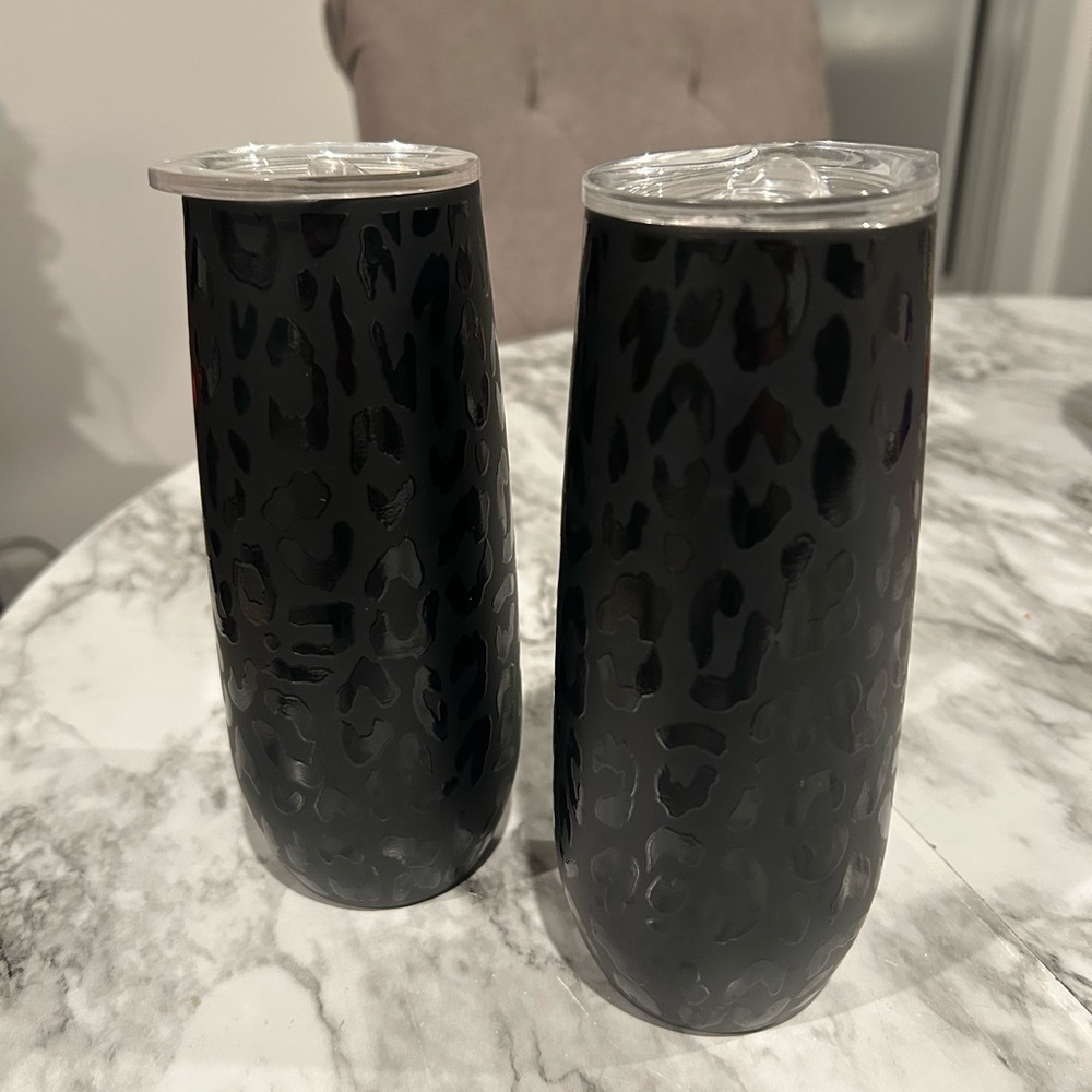 Black Leopard Print Tumblers